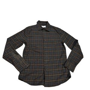 Mott & Bow Long‎ Sleeve Flannel Plaid Shirt Men Size S Brown Grey Casual Preppy